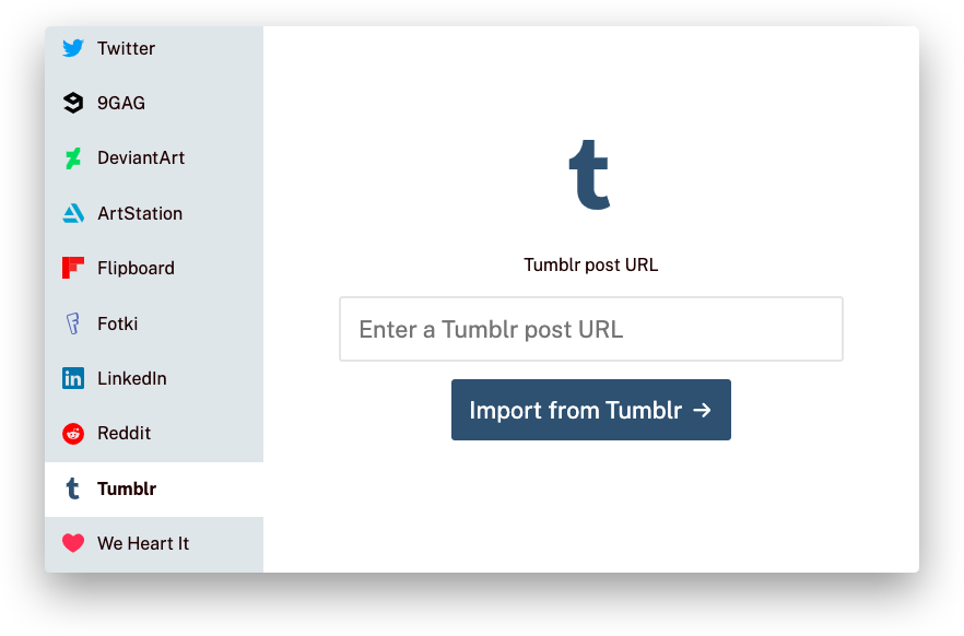 Screenshot of the Tumblr service