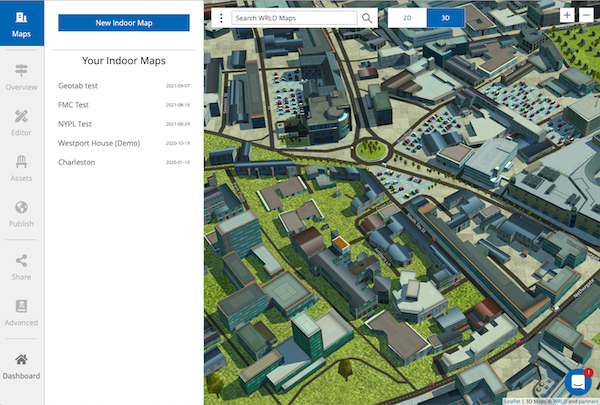 Screenshot of the new WRLD Indoor Map tool