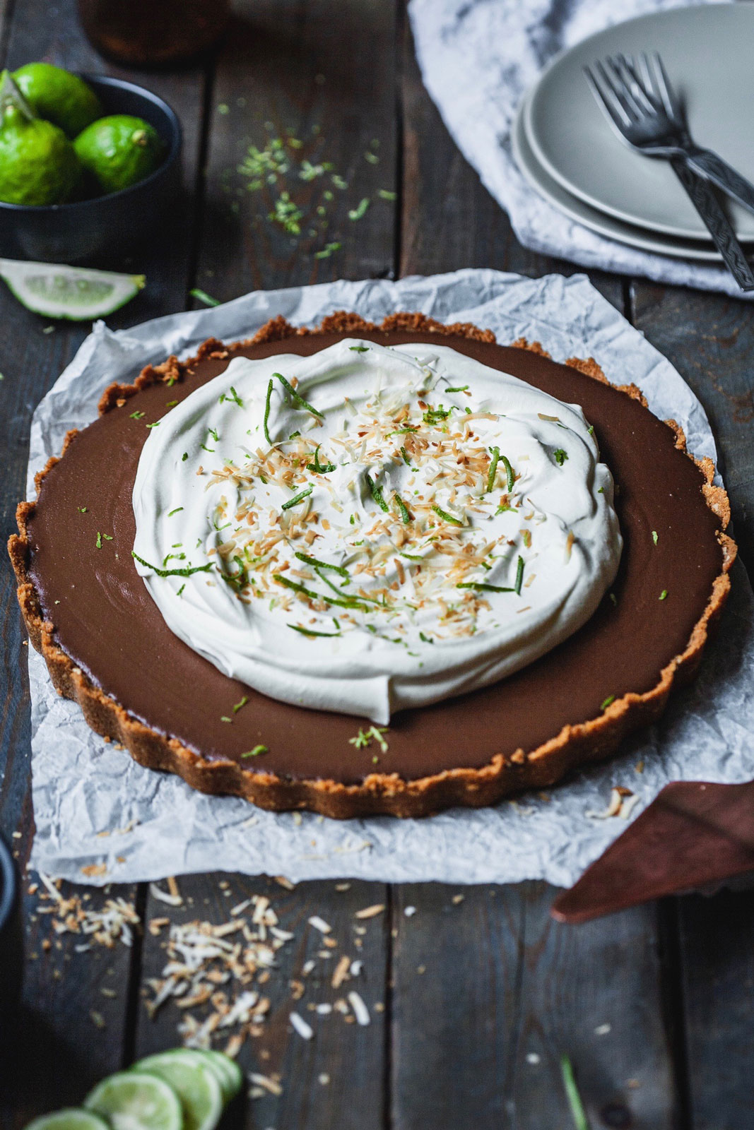 Chocolate Lime Tart With A Ginger Snap Crust