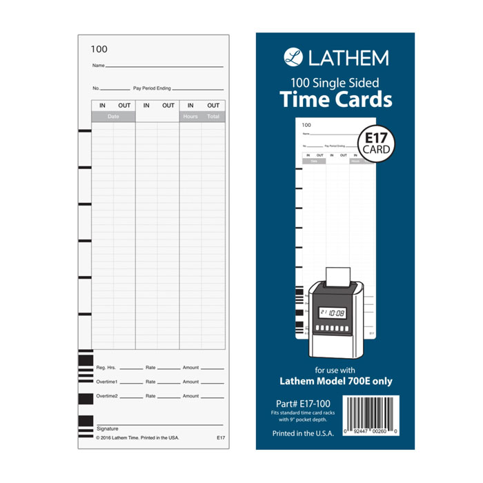 700E Time Cards - Pack of 100