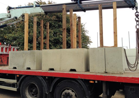 1.5m Concrete Barrier on Truck - close