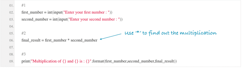 Find out the multiplication of two numbers in Python - CodeVsColor