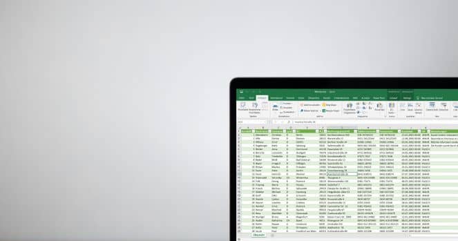 ASC Dateien in Excel Bildschirm mit ausgedruckten Excel Analysen der ASC Dateien