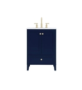 image Timeless Home 24 in W  19 in D  34 in H Single Bathroom Vanity in Blue with Calacatta Quartz