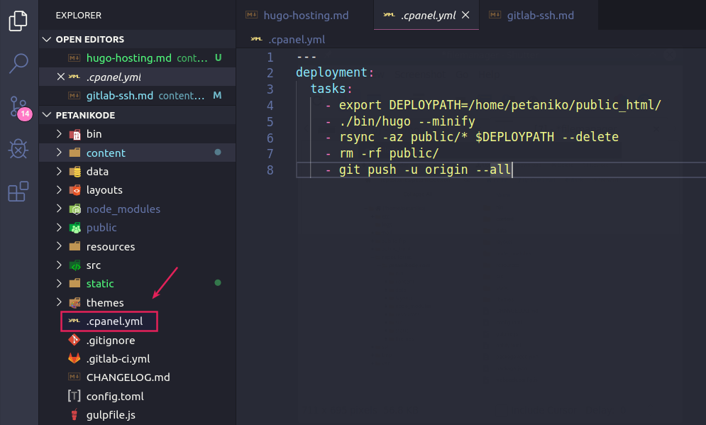 File .cpanel.yml