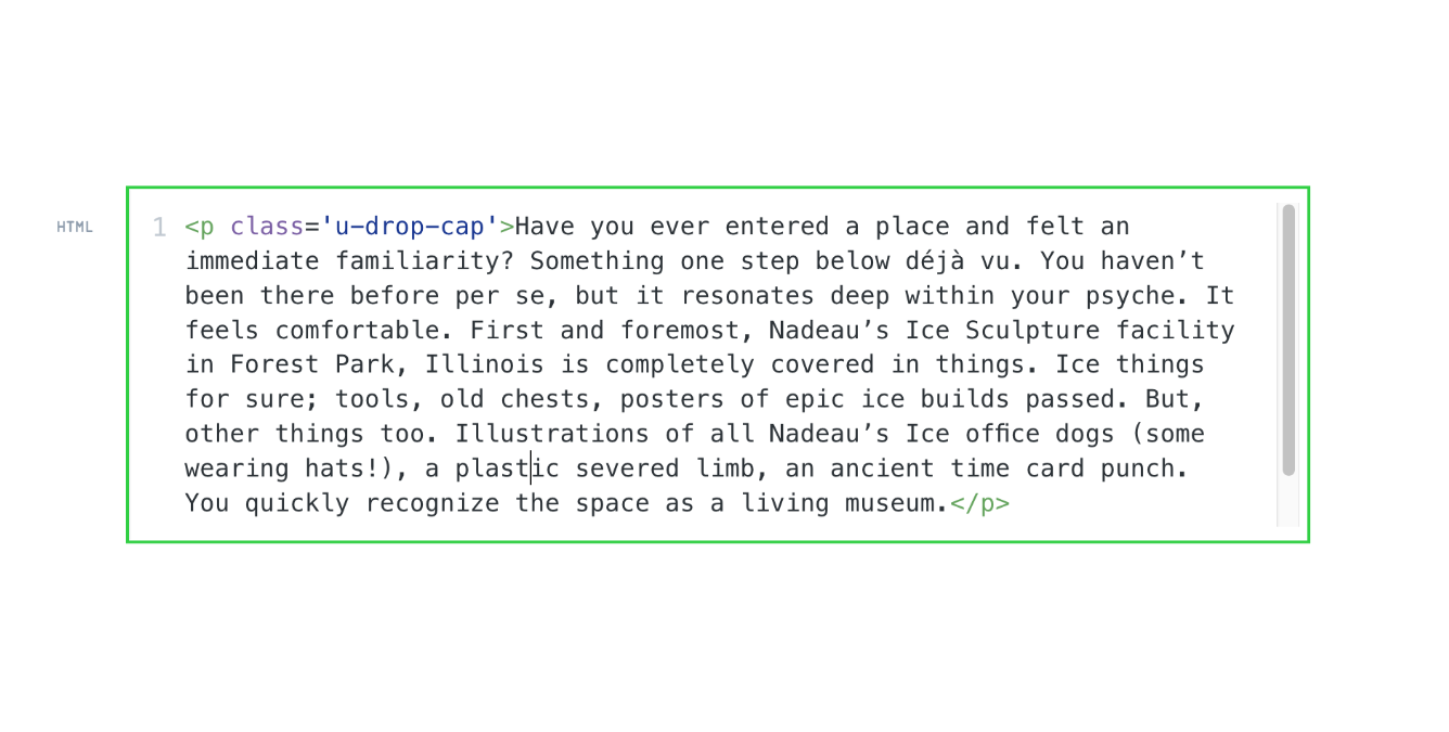 Ubud Ghost Theme Typography Dropcap HTML Card