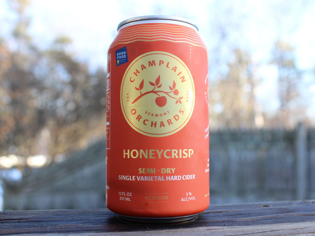 Honeycrisp, a Semi Dry Hard Cider brewed by Champlain Orchards