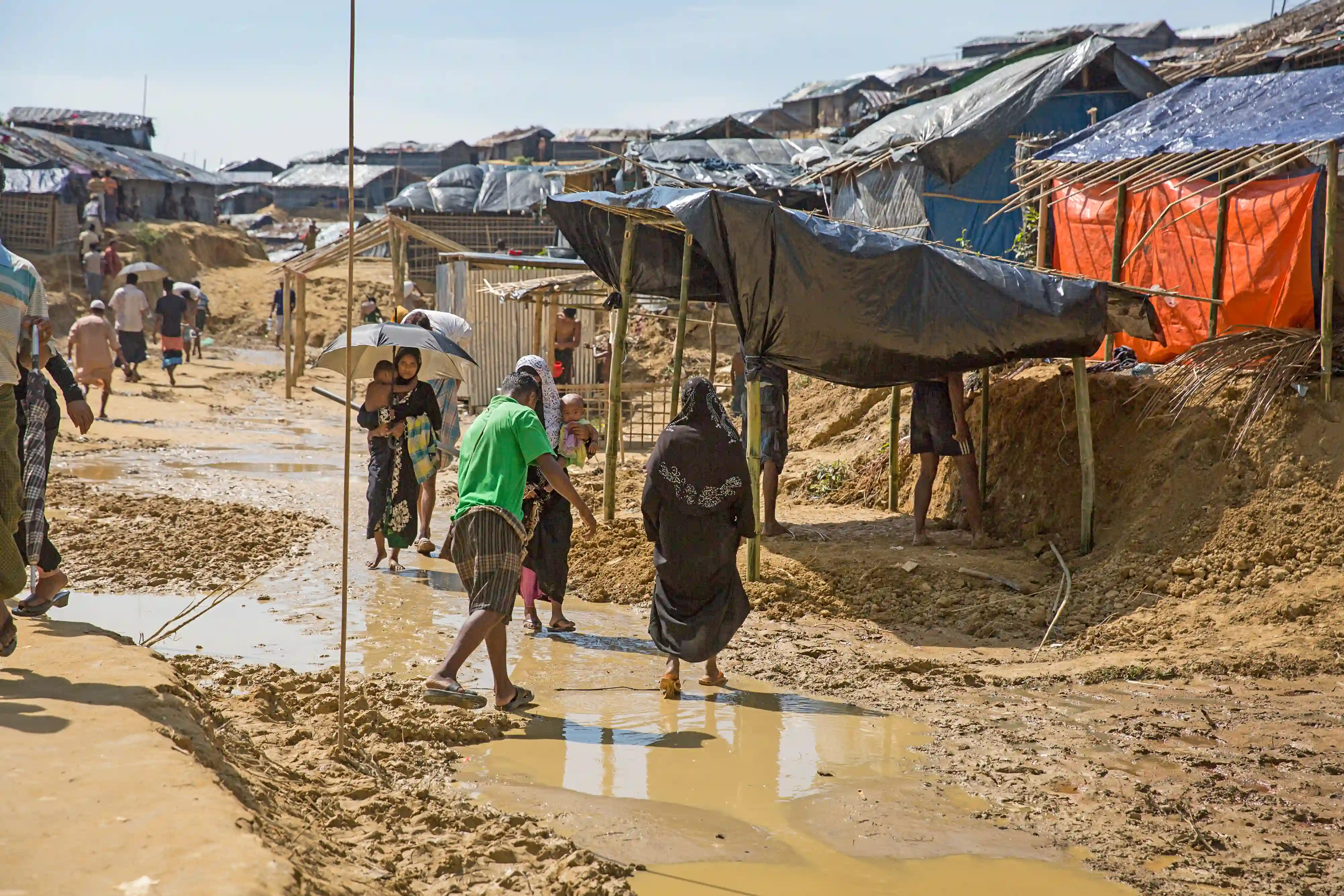 Moynardhona refugee camp in Cox’s Bazar, Bangladesh, during monsoon season.
