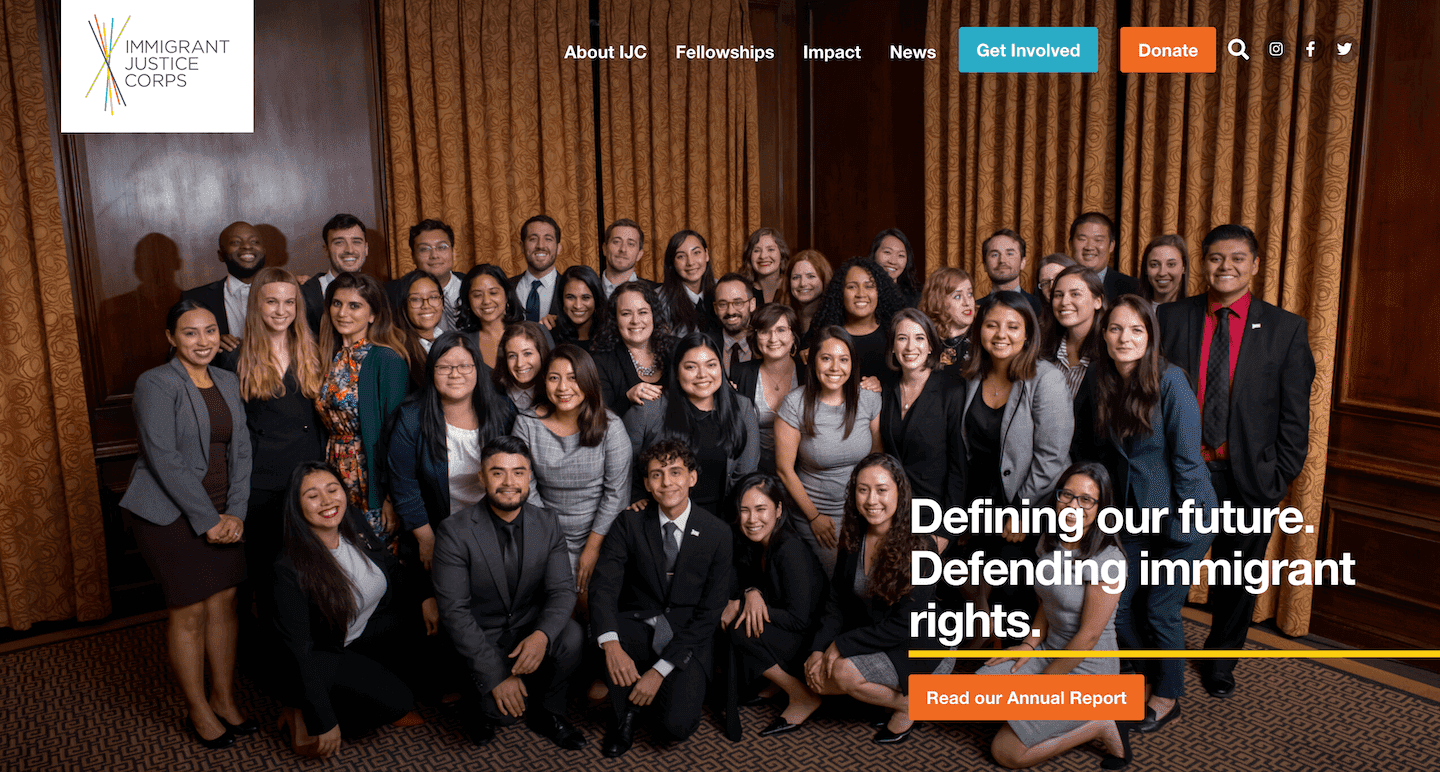Team photo of non-pro law organization Immigrant Justice Corps