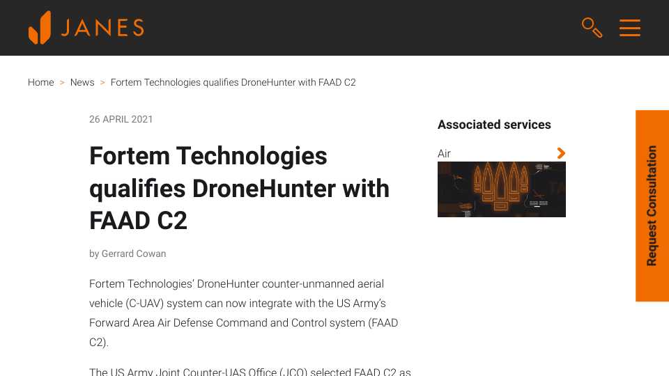 Fortem Technologies qualifies DroneHunter with FAAD C2