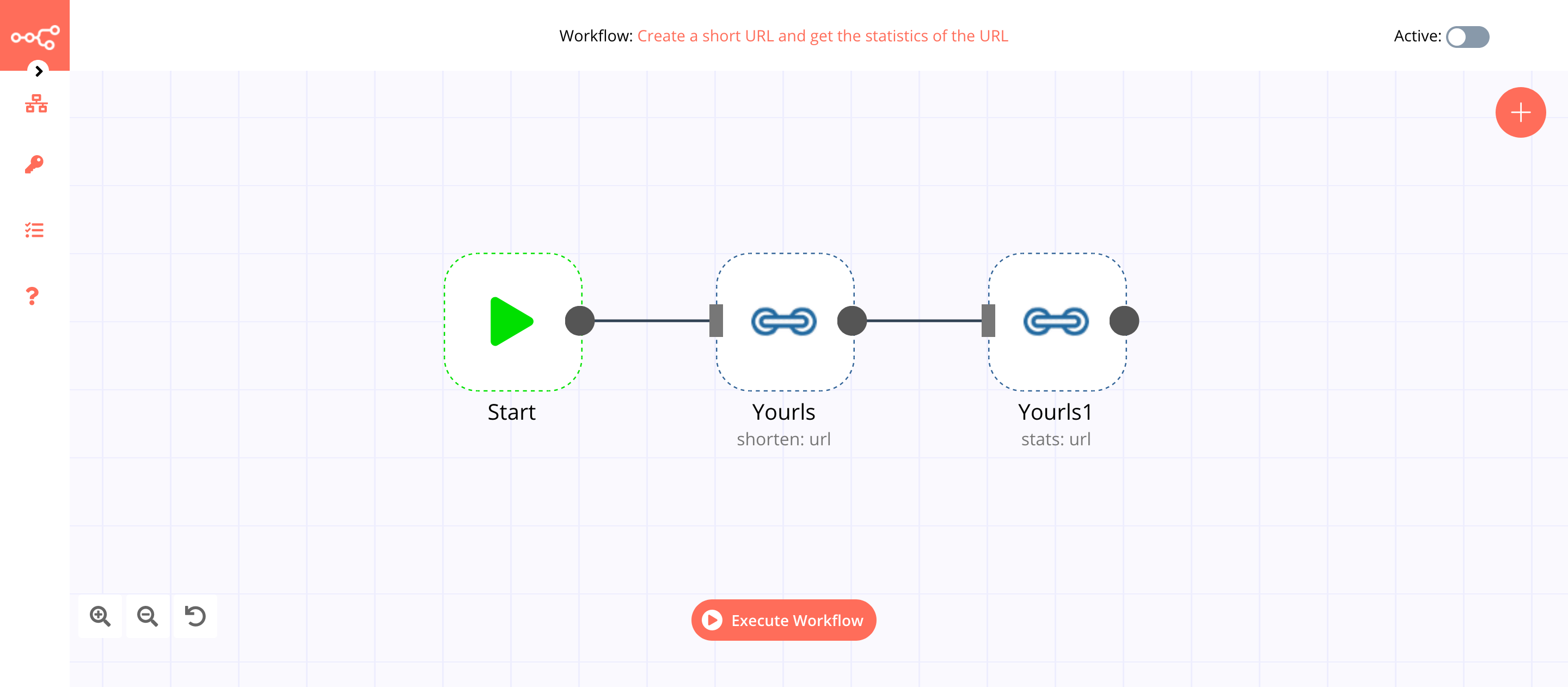 A workflow with the Yourls node