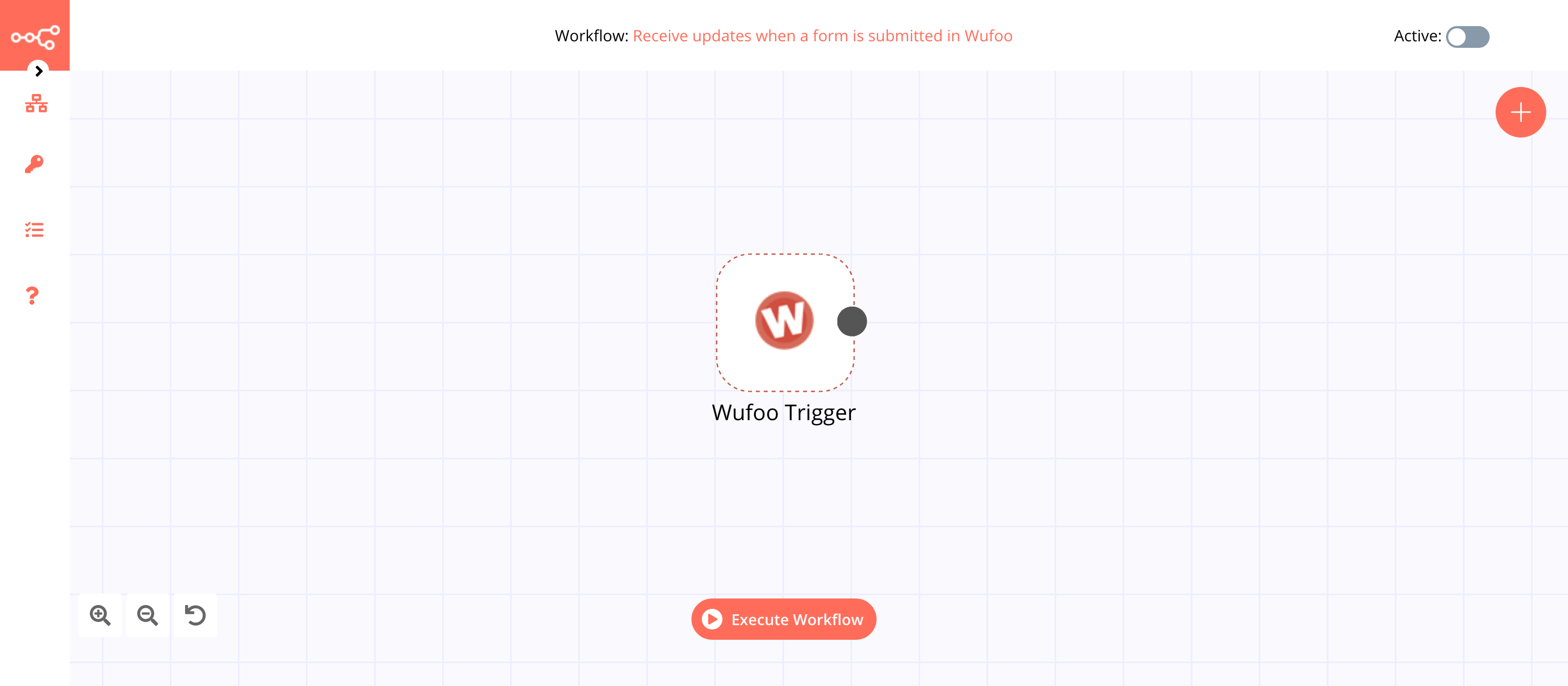A workflow with the Wufoo Trigger node