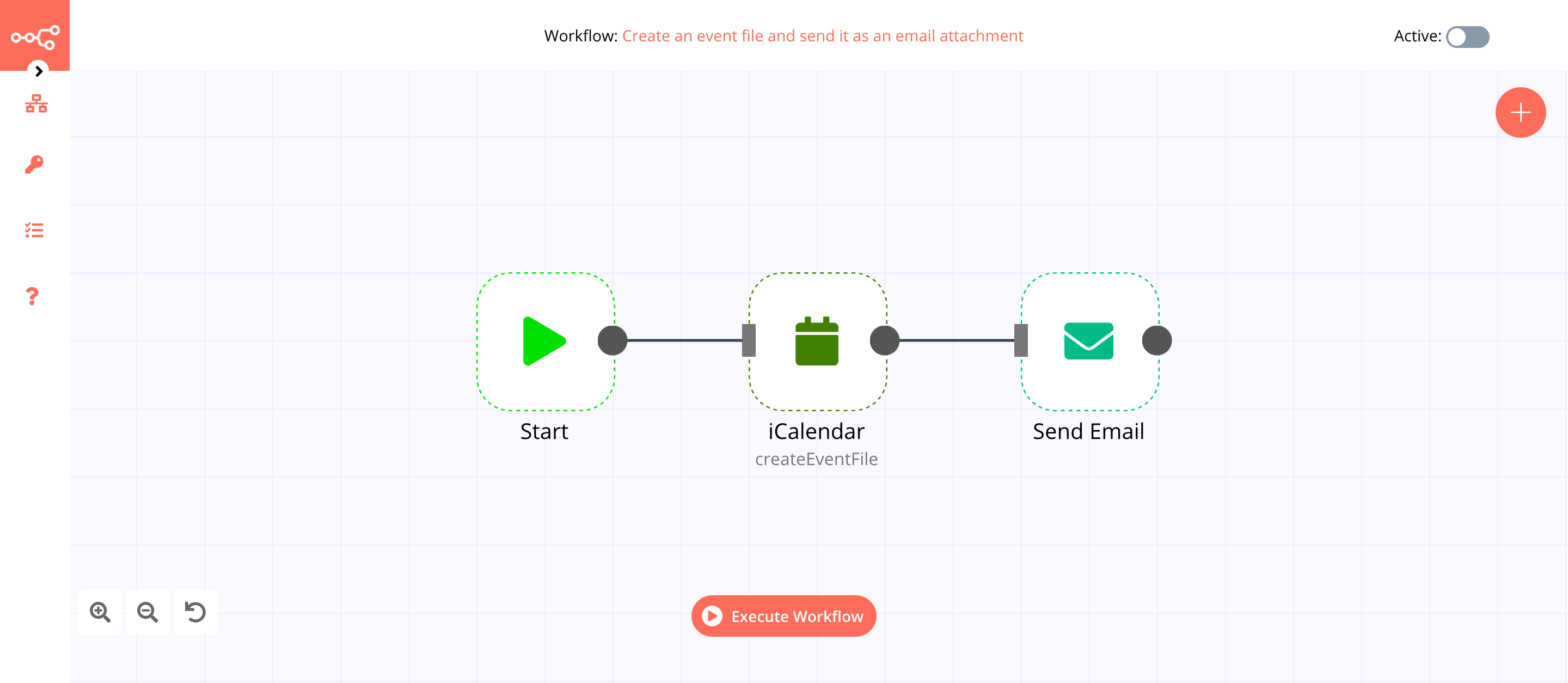 A workflow with the Gmail node