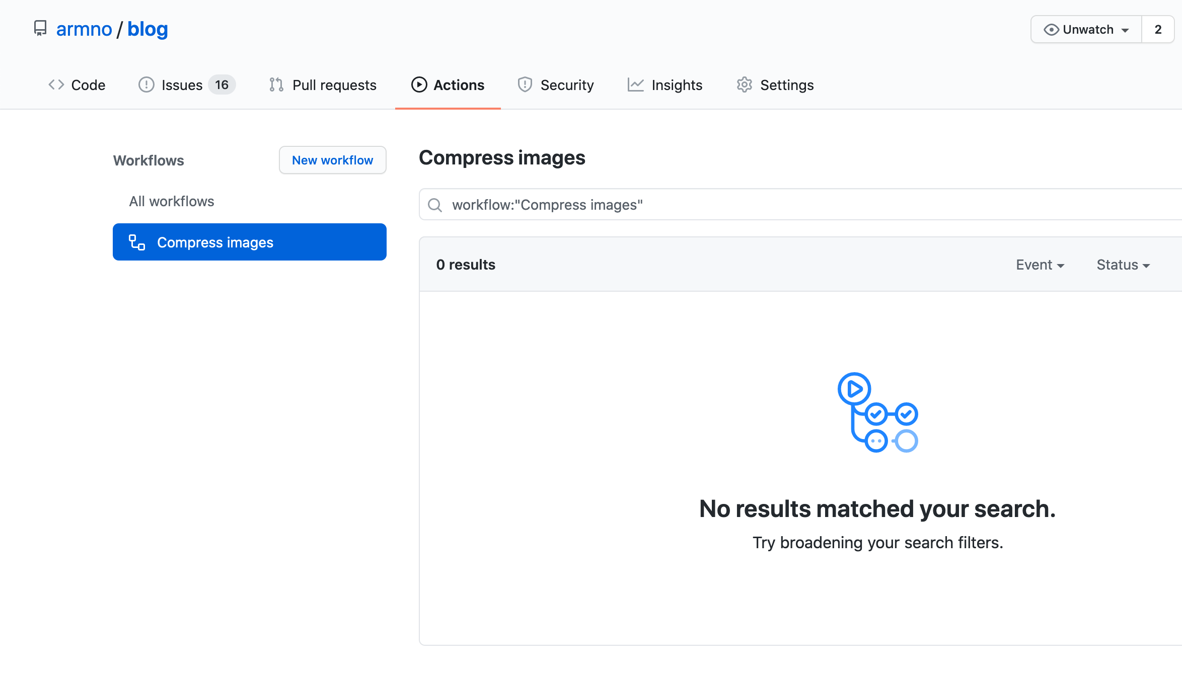 Workflow is create on the Actions page