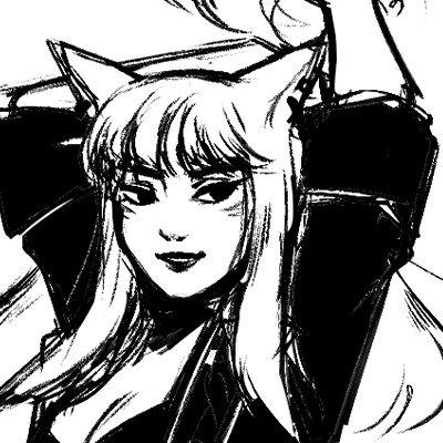 Sketch of a cat girl smiling at you.