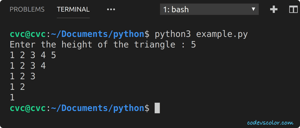 python invert right angle triangle number python invert right angle triangle number