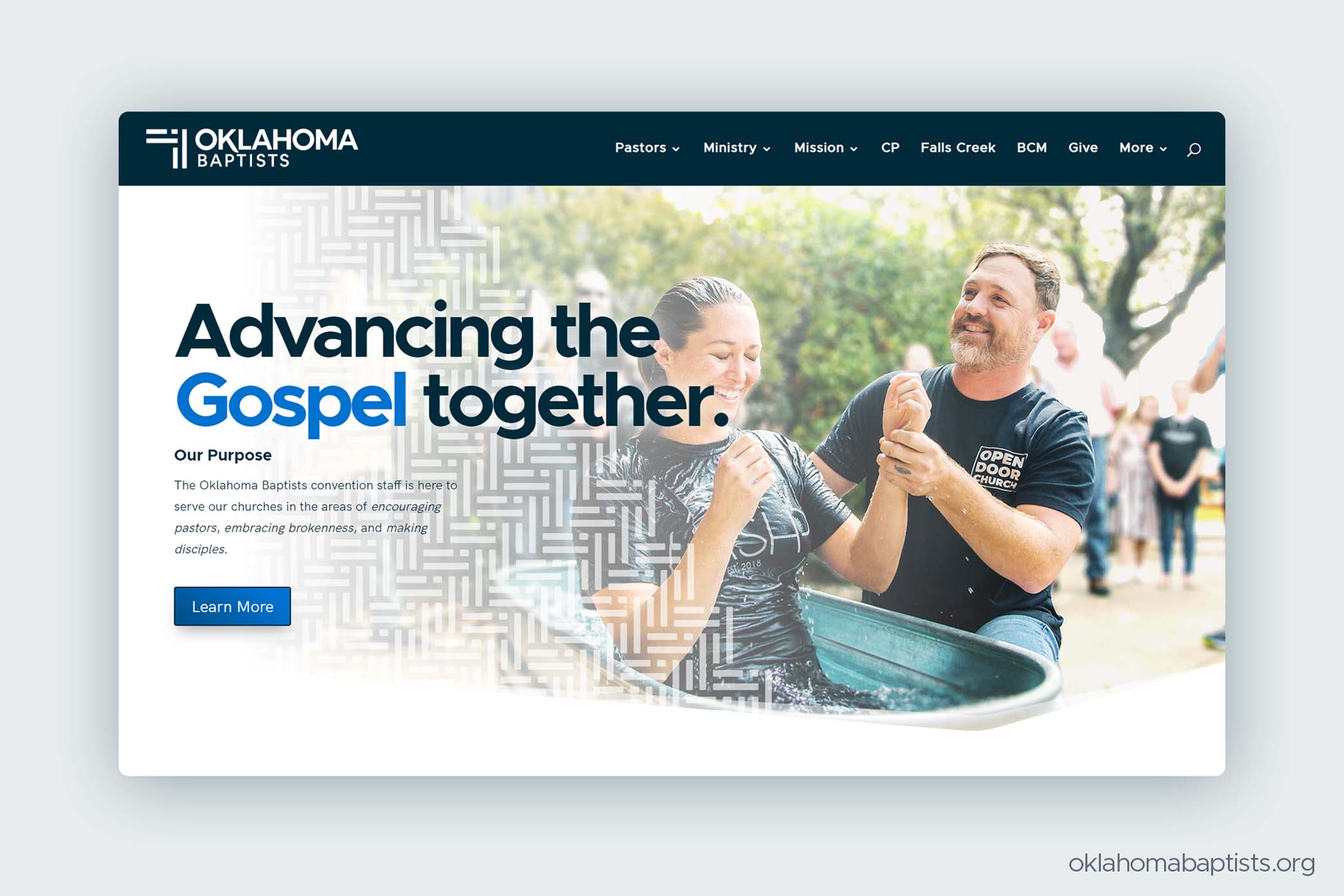 A homepage concept for the website of Oklahoma Baptists
