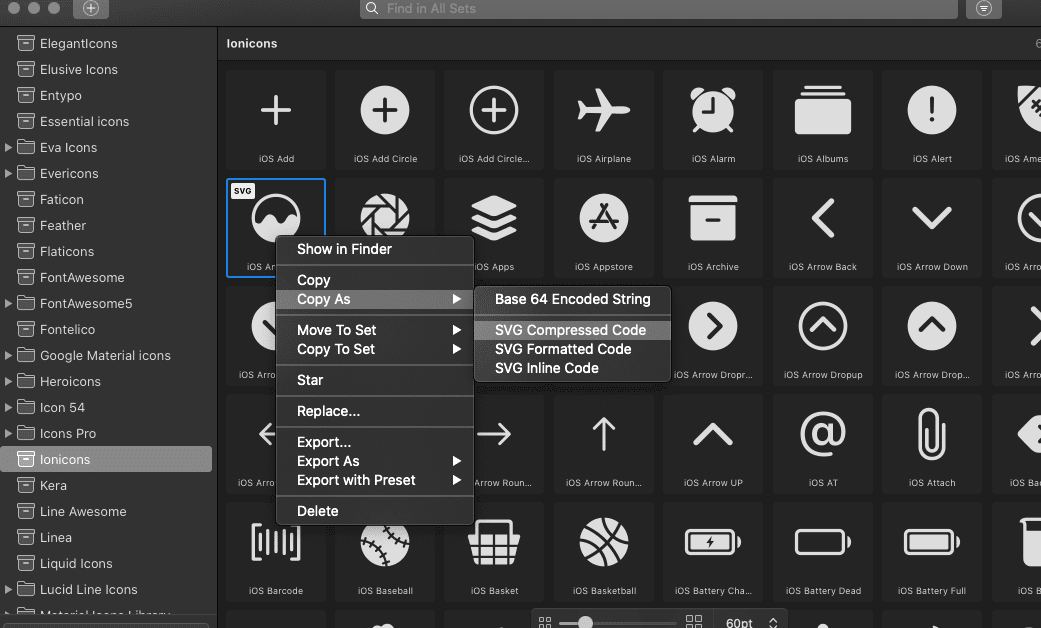 Exporting in IconJar