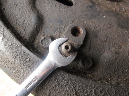 10mm open end wrench on brake bleeder