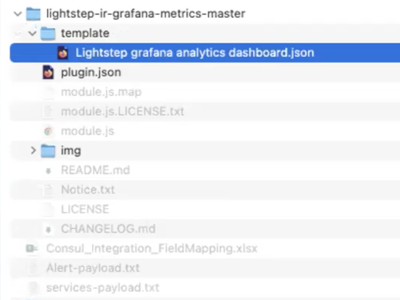 Select the dashboard json file.