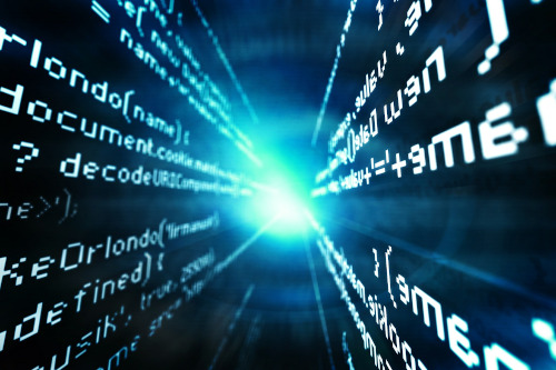 Software Development image of program code vanishing into the distance