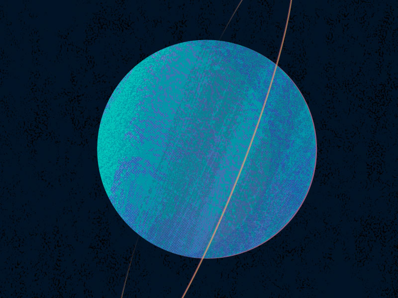 Painterly illustration of the gas giant planet Uranus