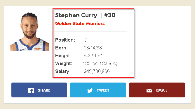 Stephen Curry's basic information