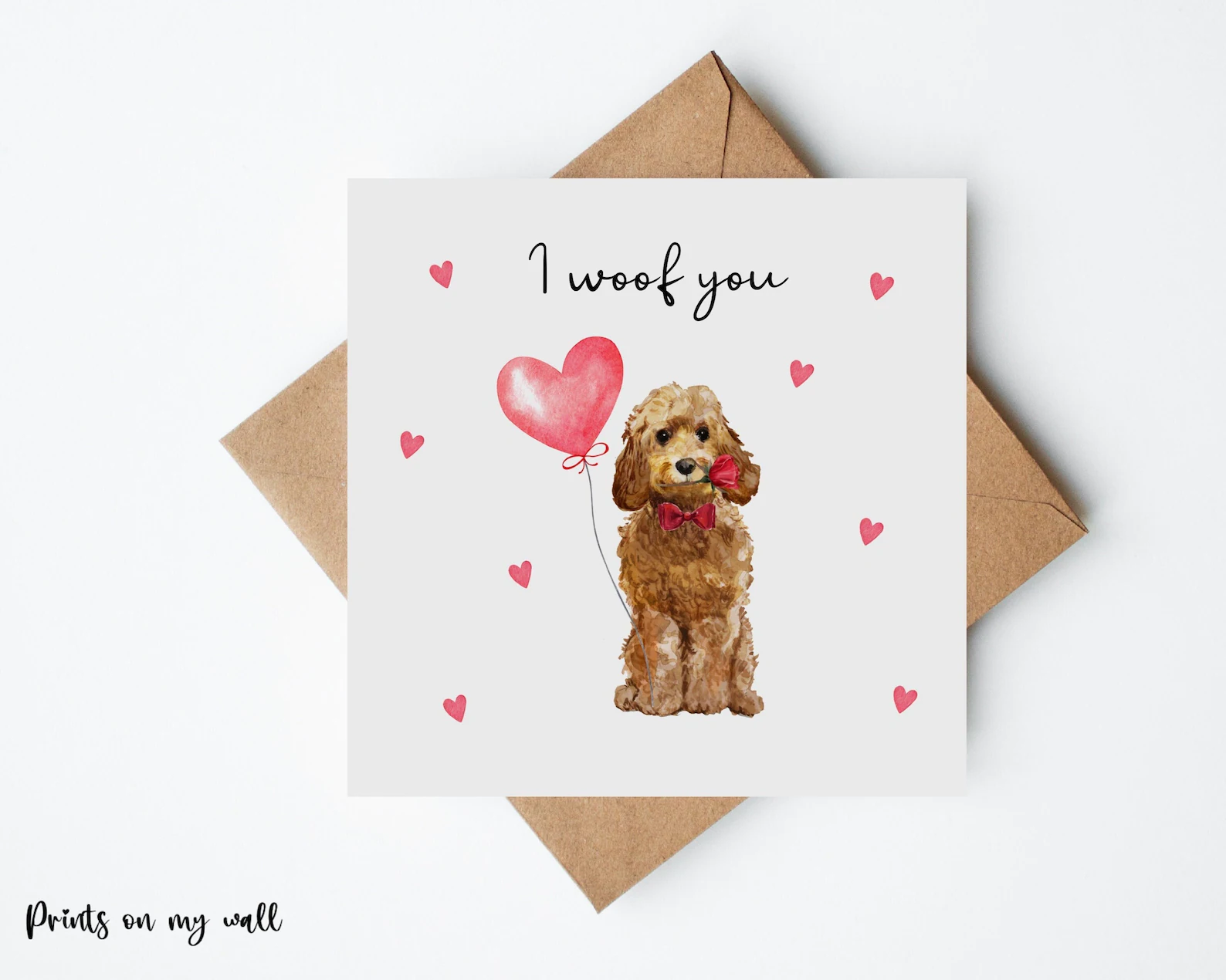 "I Woof You" Cockapoo Valentines Card)