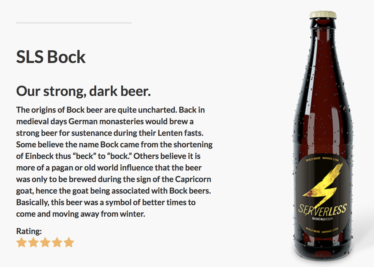 Beer with description and star rating