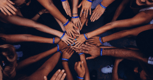 Group hands in huddle