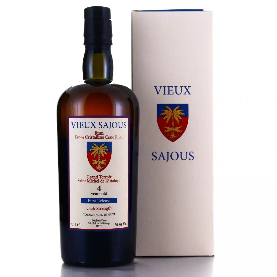 Image of the front of the bottle of the rum Clairin Vieux Sajous - First Release