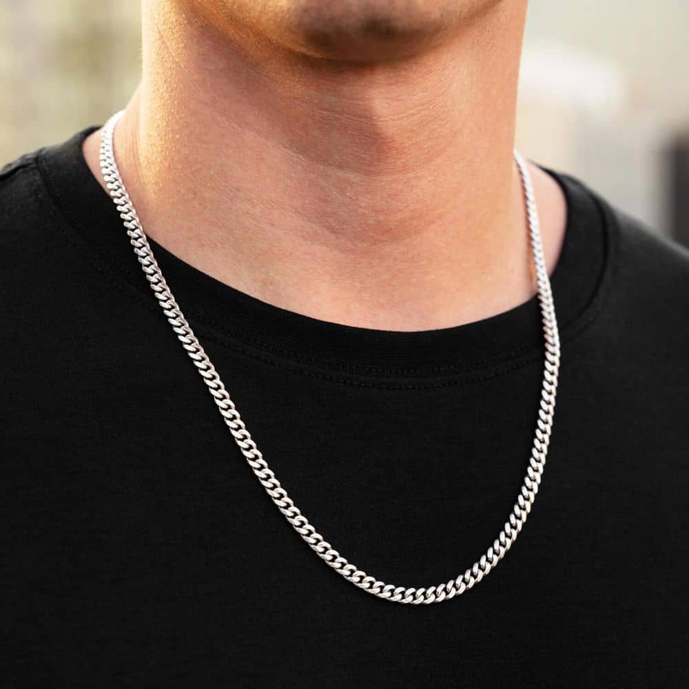 The Cuban Necklace | 5mm Solid White Gold Cuban Chain | JAXXON