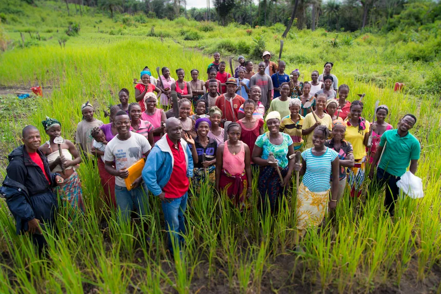 Concern staff and members of a Farmer Field School in Lofa County, Liberia.