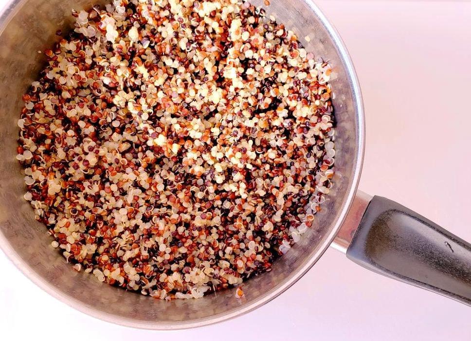 Pan with tri colour quinoa