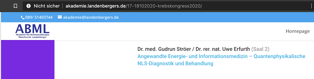 Vortrag bei Krebskongress: Angewandte Energie- und Informationsmedizin