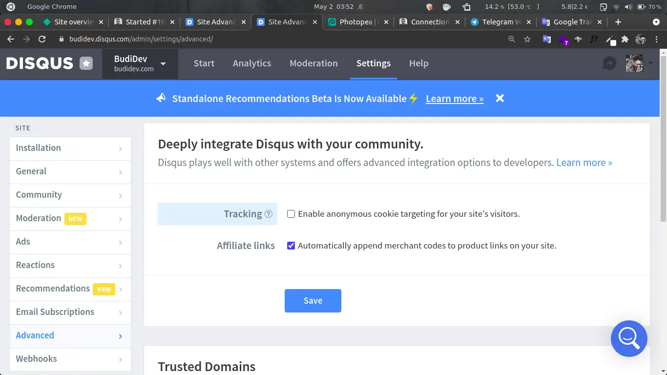 Disable disqus tracking