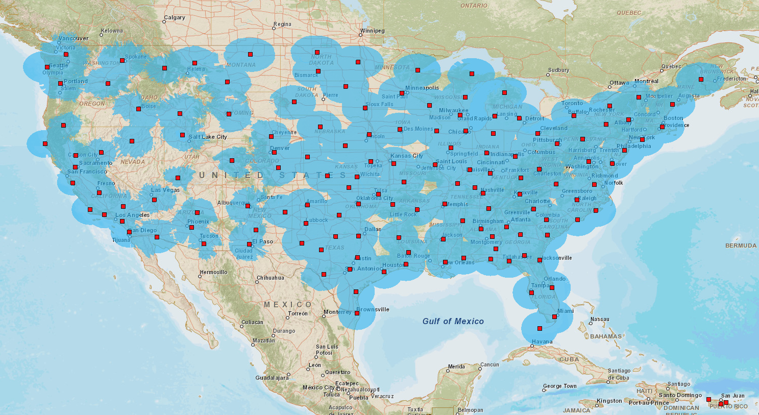 NEXRAD 10kft coverage map.