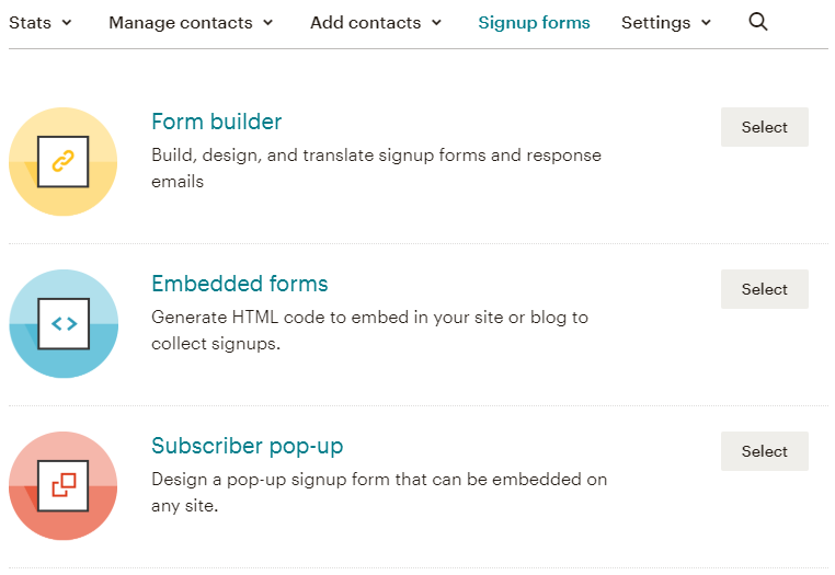 Mailchimp signup forms