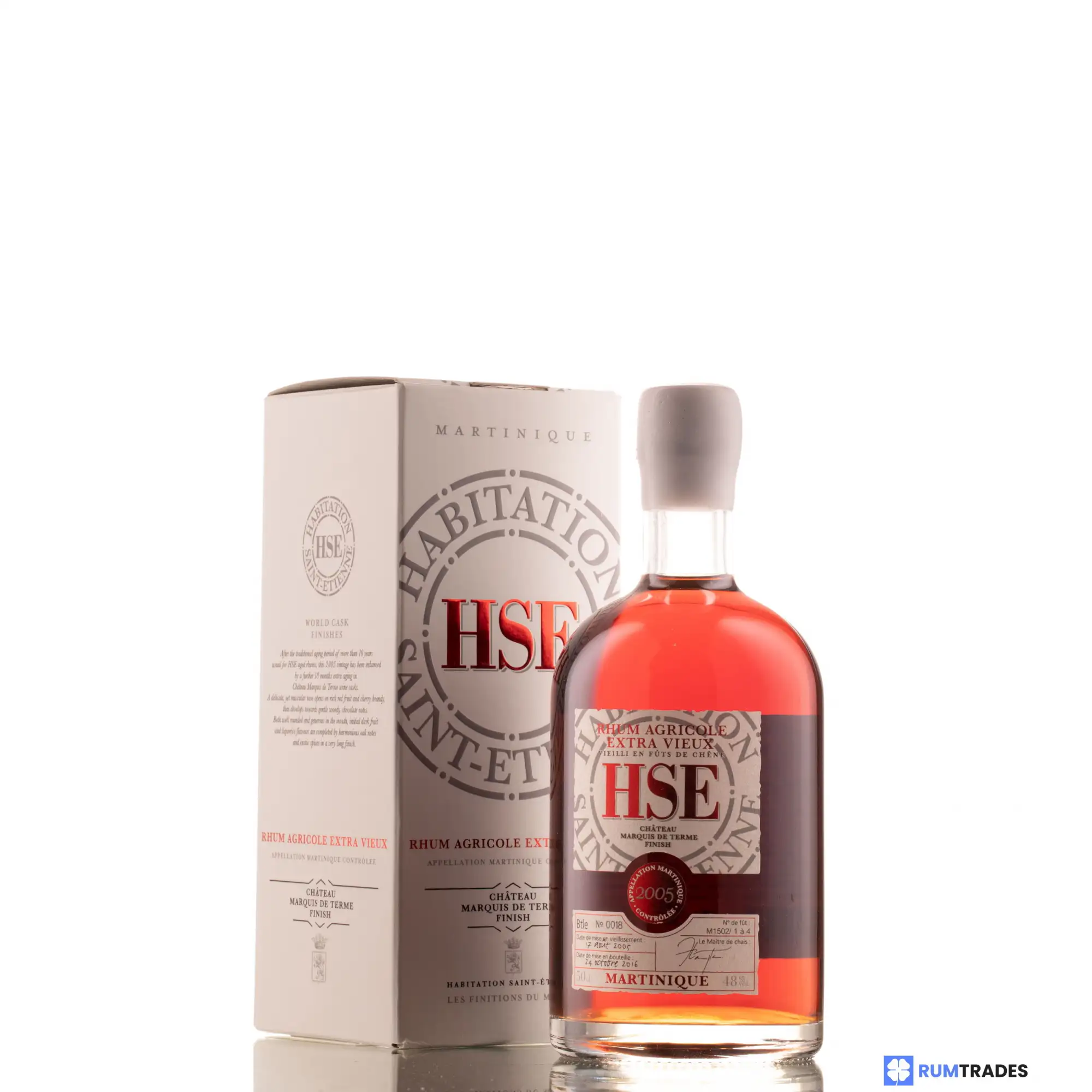 Image of the front of the bottle of the rum HSE Single Cask (MEB 2016)