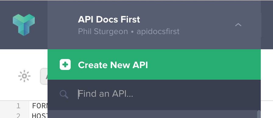 Option to Create a new API on Apiary