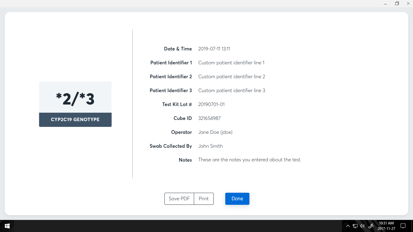 Result screen