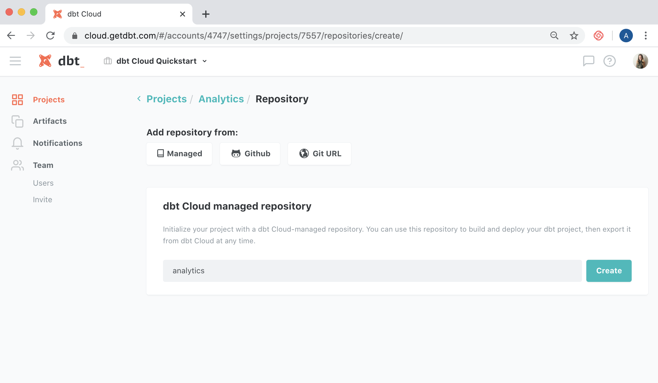 Adding a managed repository