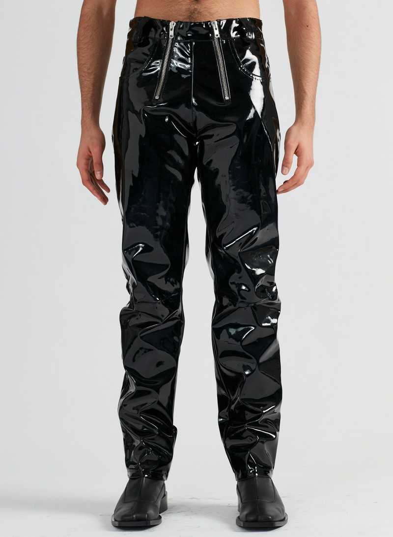 THOR SS23 VINYL TROUSERS BLACK FRONT