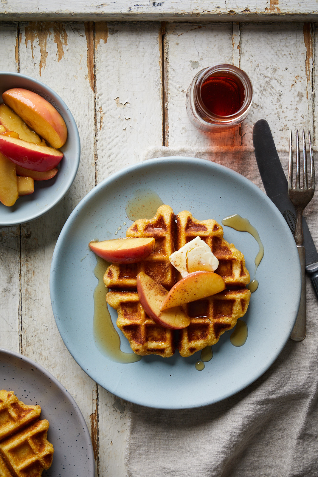 Corn Waffles With Caramelized Apples