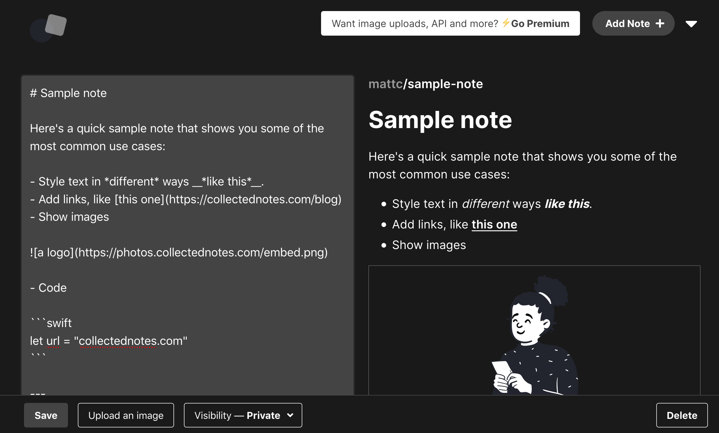 Collected Notes Markdown application