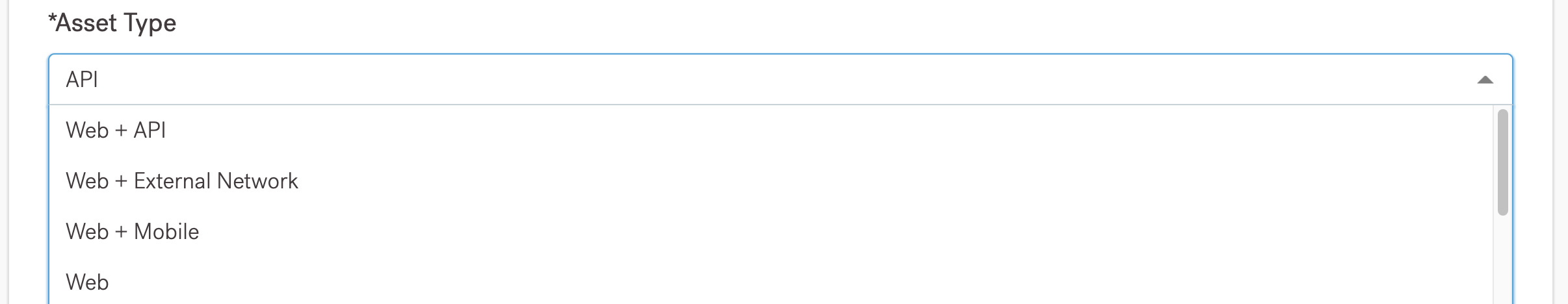 Select an Asset Type