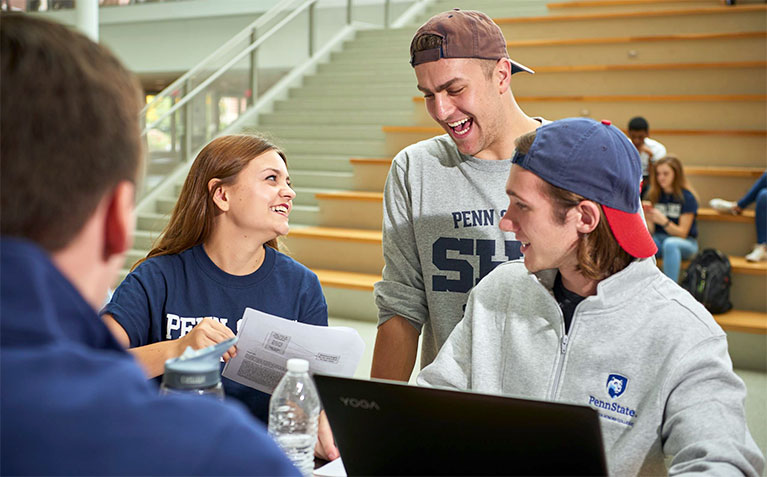 Students wearing Schreyer Honors College apparel