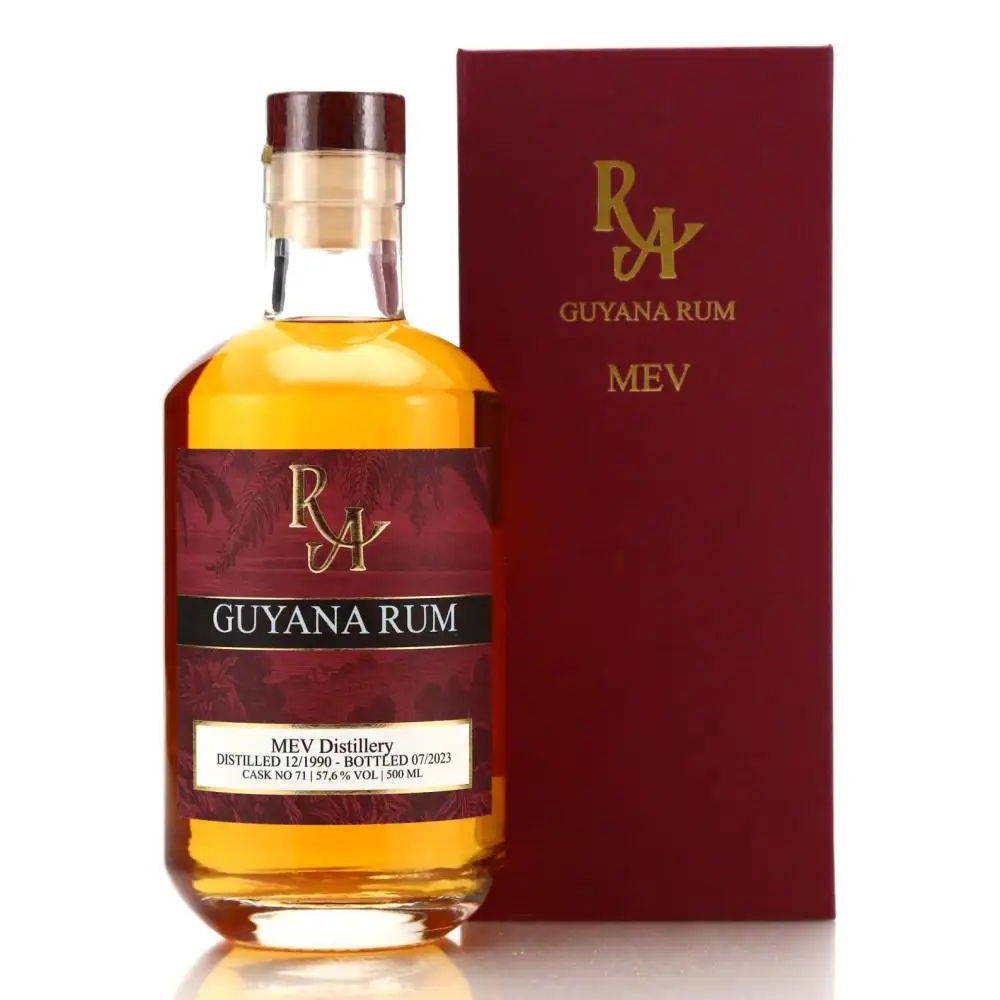 Image of the front of the bottle of the rum Rum Artesanal Guyana Rum MEV