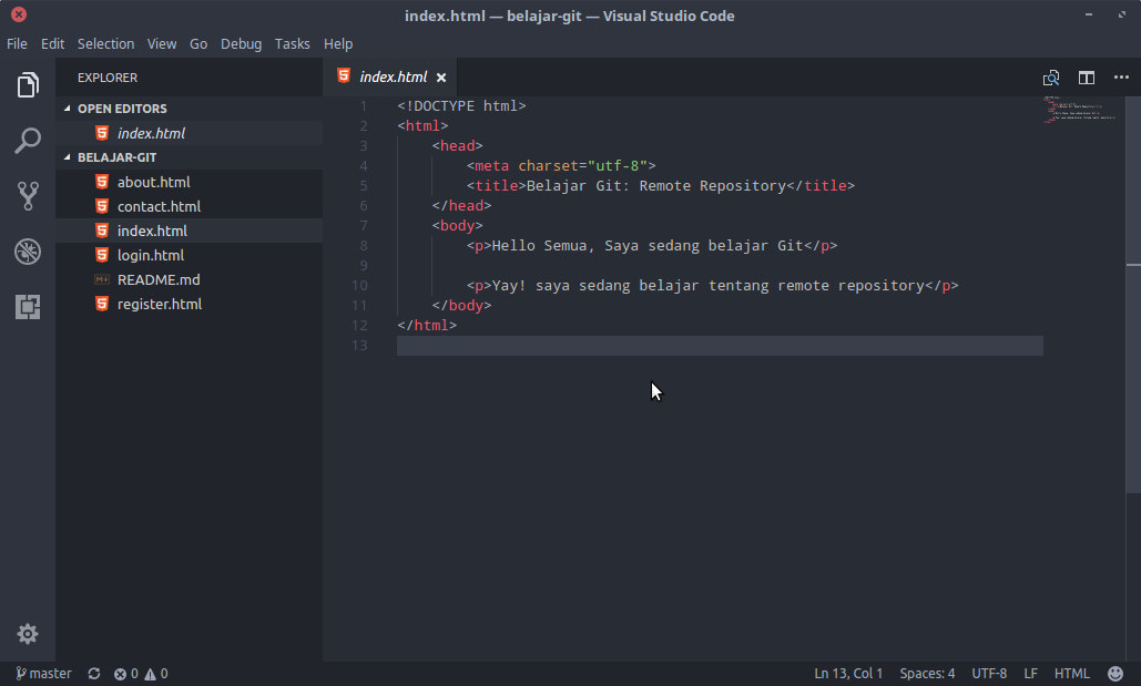 Buka repository dengan teks editor VS Code