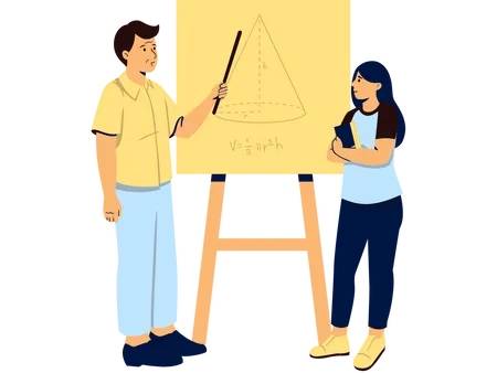Teacher showing a student a maths problem.